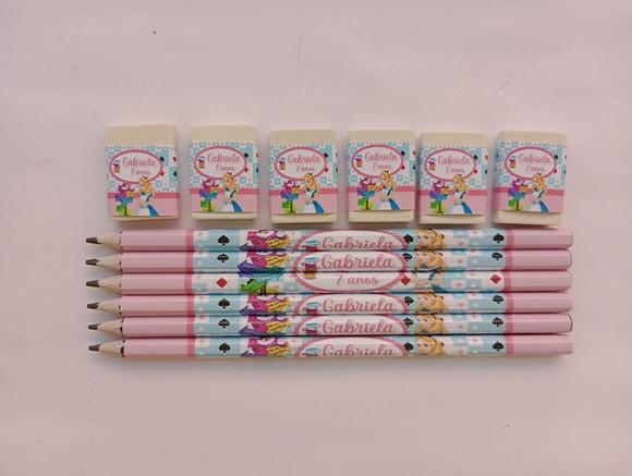 Kit Lápis com Borracha Personalizada Alice