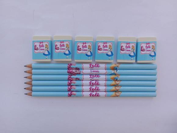 Kit Lápis com Borracha Personalizada Alice