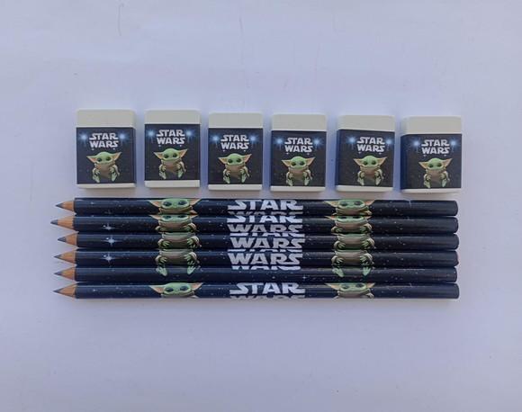 Kit Lápis com Borracha Personalizada Baby Yoda