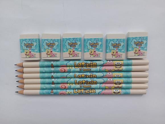 Kit Lápis com Borracha Personalizada Bob Esponja