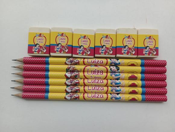 Kit Lápis com Borracha Personalizada Branca de Neve