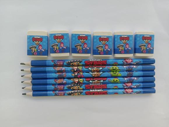 Kit Lápis com Borracha Personalizada Brawl Stars