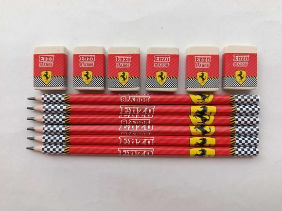 Kit Lápis com Borracha Personalizada Ferrari