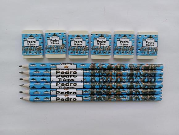 Kit Lápis com Borracha Personalizada Fortnite