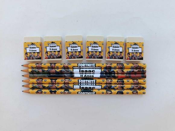 Kit Lápis com Borracha Personalizada Fortnite