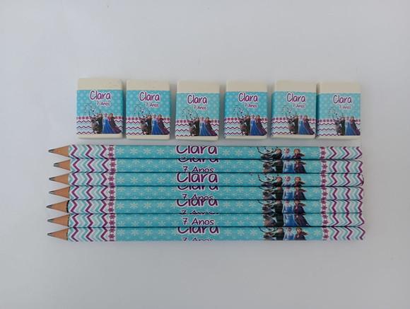 Kit Lápis com Borracha Personalizada Frozen