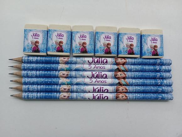 Kit Lápis com Borracha Personalizada Frozen