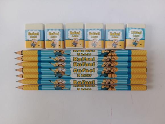 Kit Lápis com Borracha Personalizada Minions