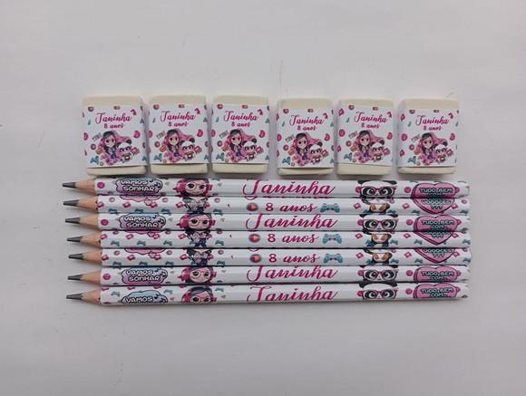 Kit Lápis com Borracha Personalizada Luluca
