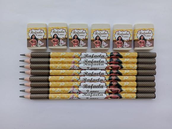 Kit Lápis com Borracha Personalizada Moana