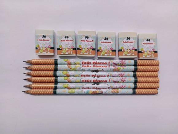 Kit Lápis com Borracha Personalizada Páscoa