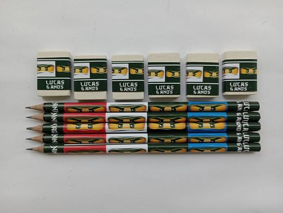 Kit Lápis com Borracha Personalizada Ninjago