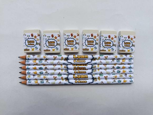 Kit Lápis com Borracha Personalizada Pokemon