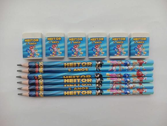 Kit Lápis com Borracha Personalizada Sonic