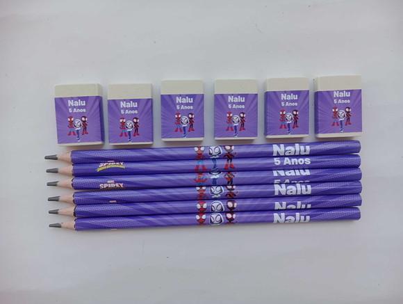Kit Lápis com Borracha Personalizada Spidey