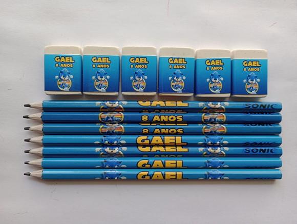 Kit Lápis com Borracha Personalizada Sonic