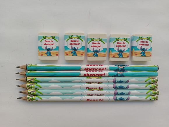 Kit Lápis com Borracha Personalizada Stitch