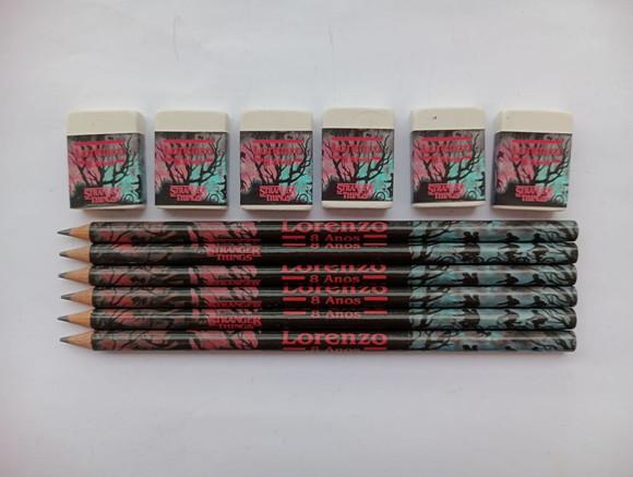 Kit Lápis com Borracha Personalizada Stranger Things