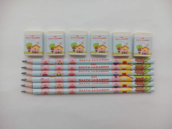 Kit Lápis com Borracha Personalizada Três Porquinhos