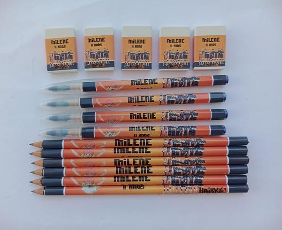 Kit Lápis com Caneta e Borracha Haikyuu