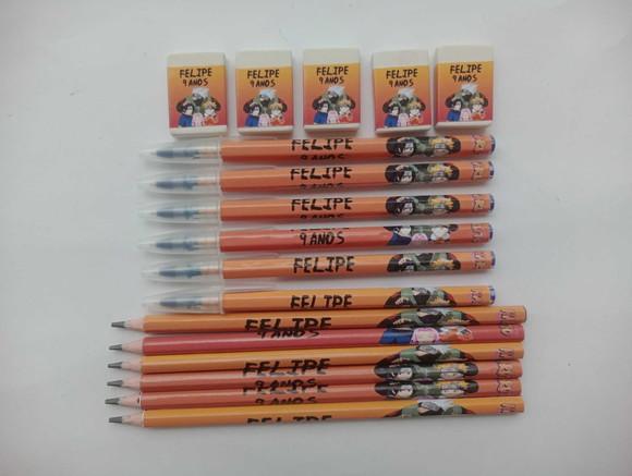 Kit Lápis com Caneta e Borracha Naruto
