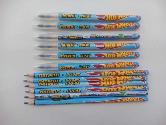 Kit Lápis com Caneta Hotwheels