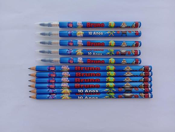 Kit Lápis com Caneta Personalizada Brawl Stars