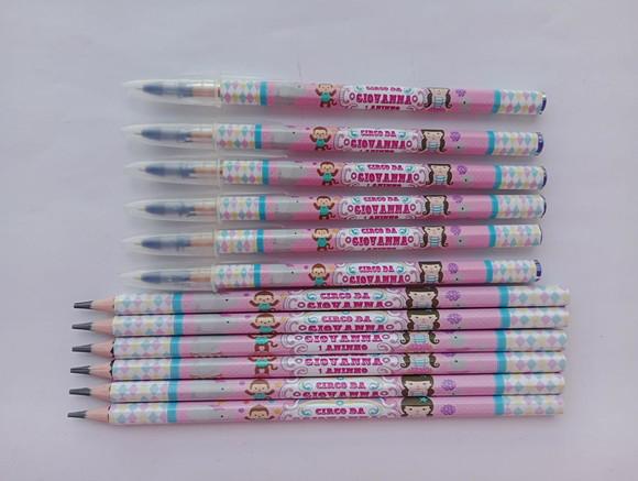 Kit Lápis com Caneta Personalizada Circo Menina