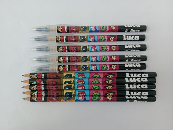 Kit Lápis com Caneta Personalizada Brawl Stars