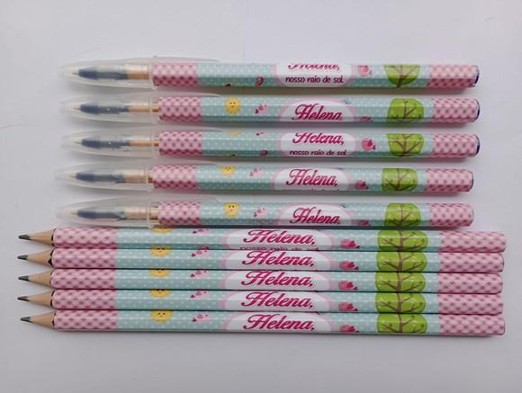 Kit Lápis com Caneta Personalizada Jardim Encantado
