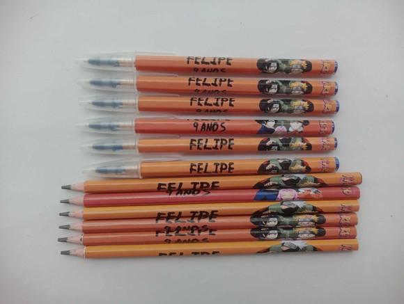 Kit Lápis com Caneta Personalizada Naruto