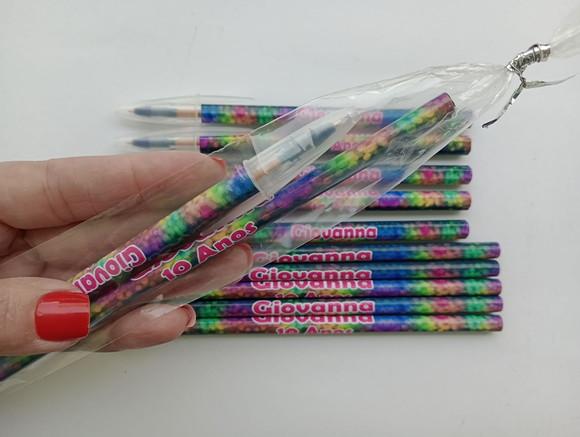 Kit Lápis com Caneta Personalizada Neon