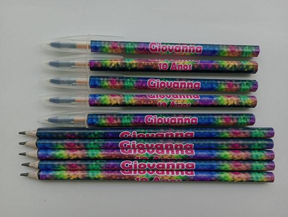 Kit Lápis com Caneta Personalizada Neon