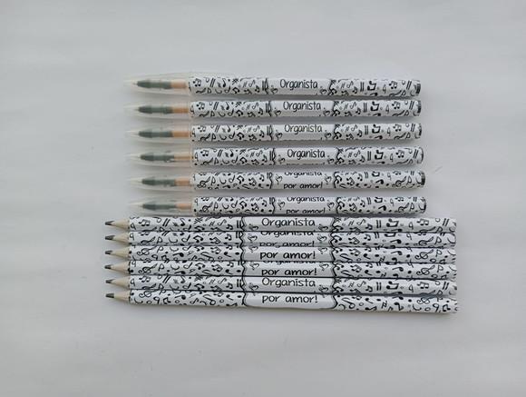 Kit Lápis com Caneta Personalizada Notas Musicais