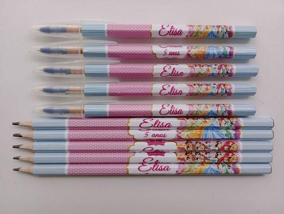 Kit Lápis com Caneta Personalizada Princesas