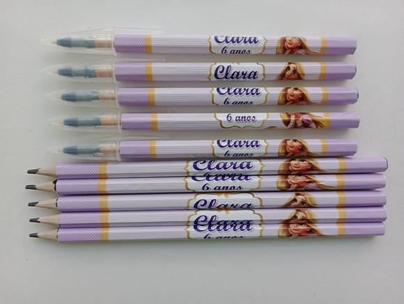 Kit Lápis com Caneta Personalizada Rapunzel