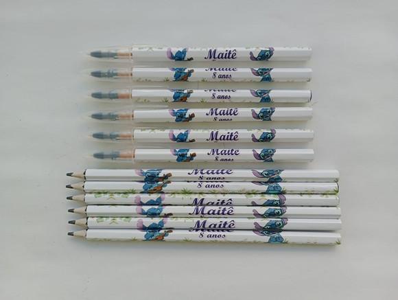 Kit Lápis com Caneta Personalizada Stitch
