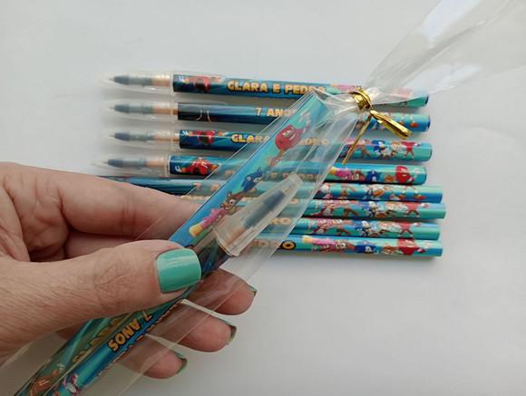 Kit Lápis com Caneta Personalizada Sonic