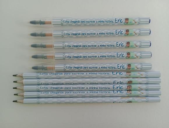 Kit Lápis com Caneta Personalizada Ursinho Aviador