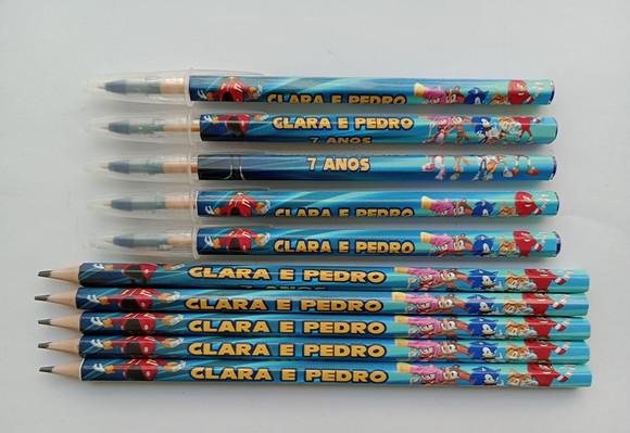 Kit Lápis com Caneta Personalizada Sonic