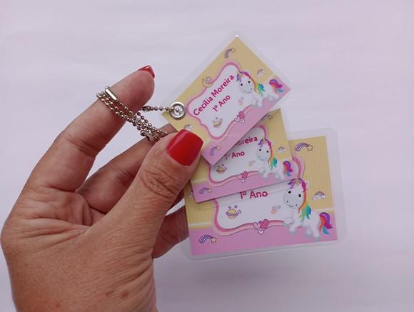 Kit Tag Plastificada para Mochila, Lancheira e Estojo