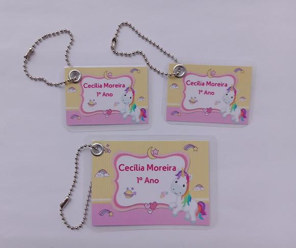 Kit Tag Plastificada para Mochila, Lancheira e Estojo