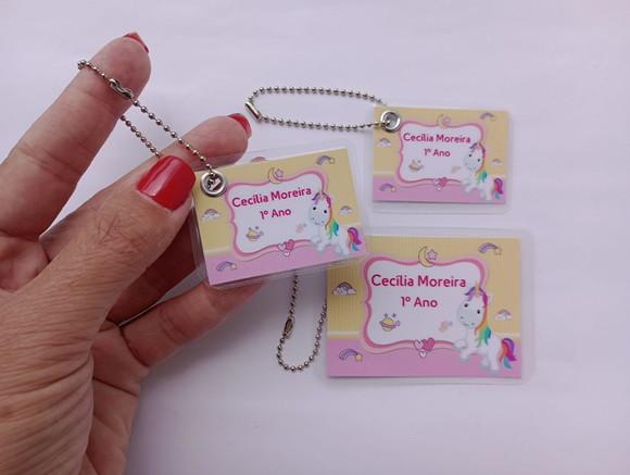 Kit Tag Plastificada para Mochila, Lancheira e Estojo