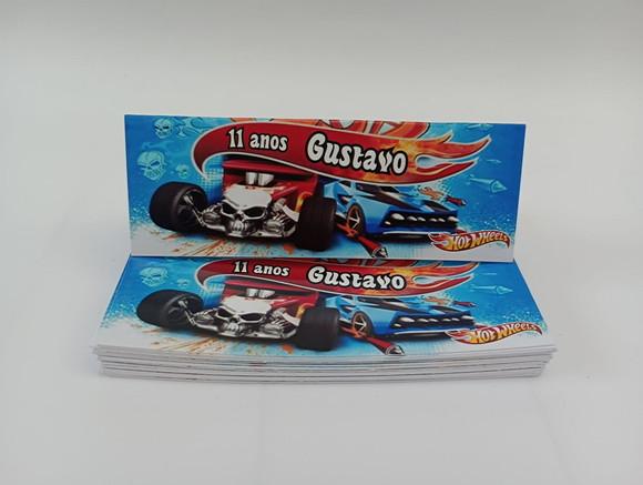 Lapela 10 x 3,5cm + Saquinho Celofane Hotwheels