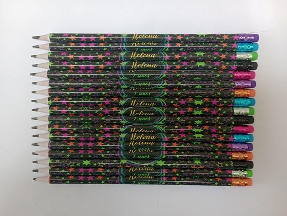 Lápis com Borracha Neon