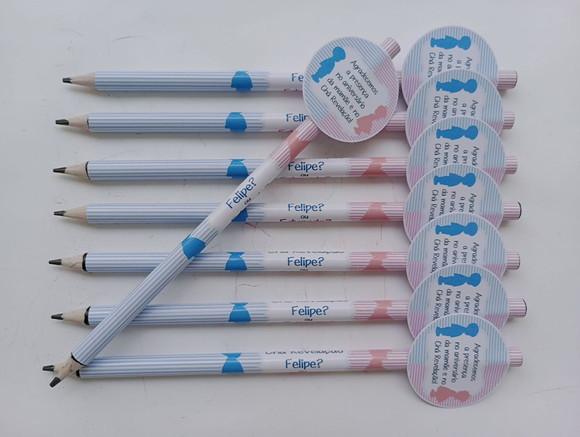 Lápis Personalizado Chá Revelação com Tag