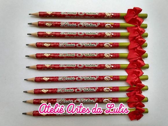 Lápis Personalizado de Natal com Lacinho