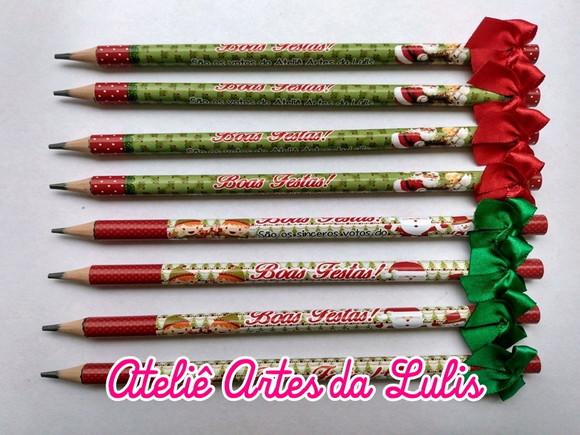 Lápis Personalizado de Natal com Lacinho