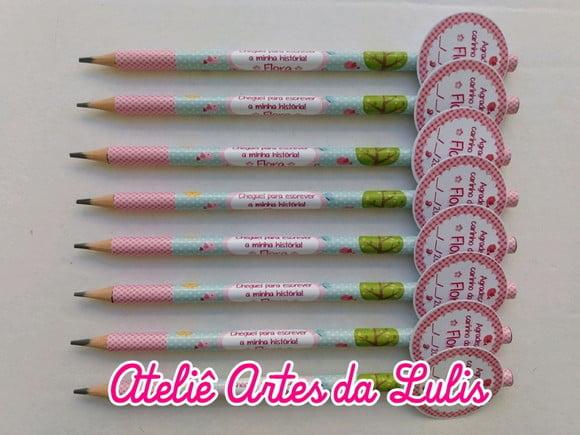 Lápis Personalizado Jardim Encantado Com Tag