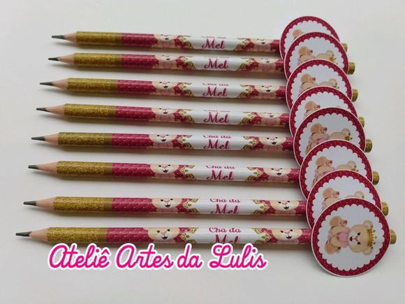 Lápis Personalizado Ursinha Princesa com Tag
